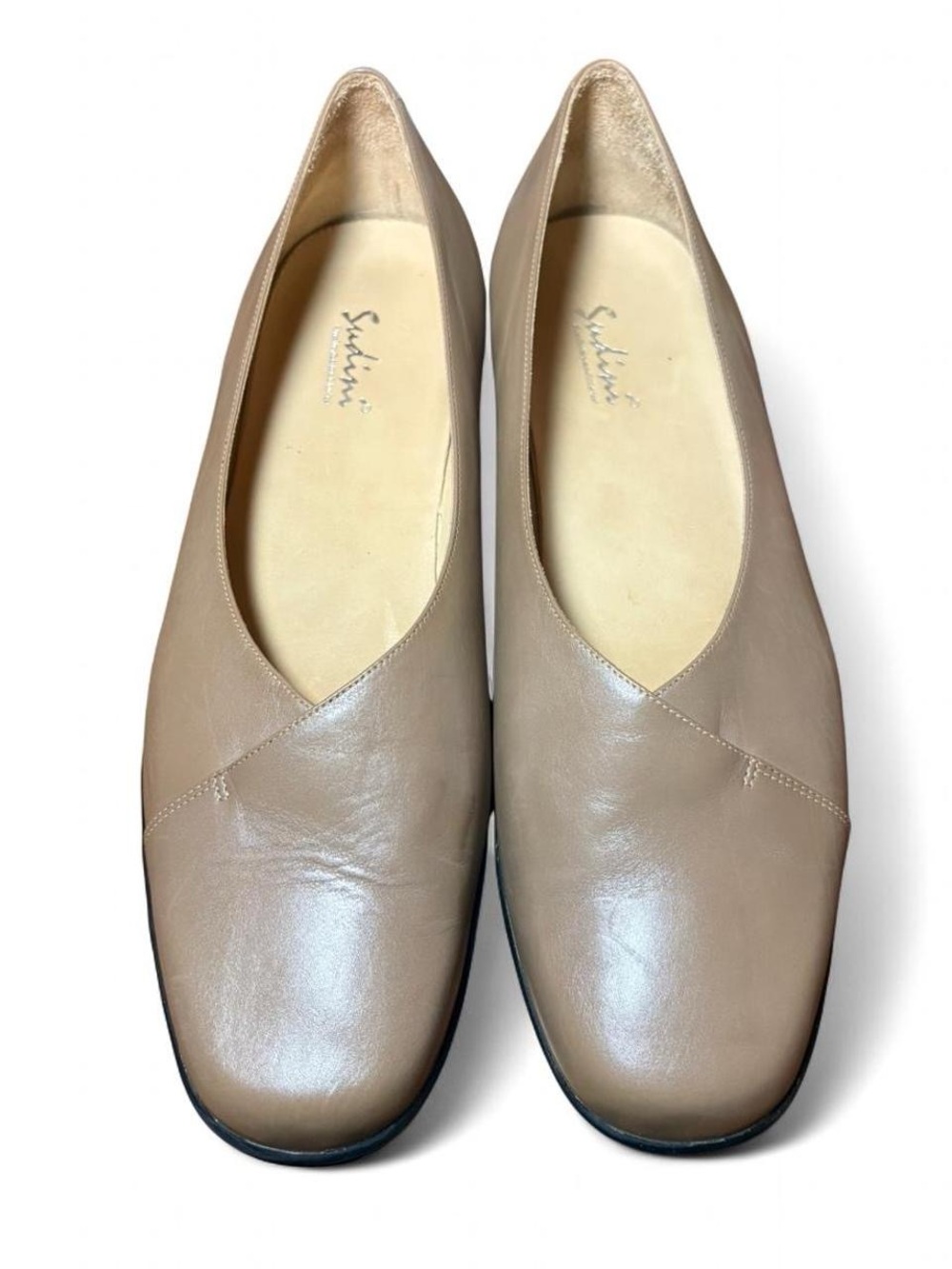 Sudini Tan Leather Ballet Flats
